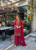 3Pcs Stitched Zeba Hotpink Dress