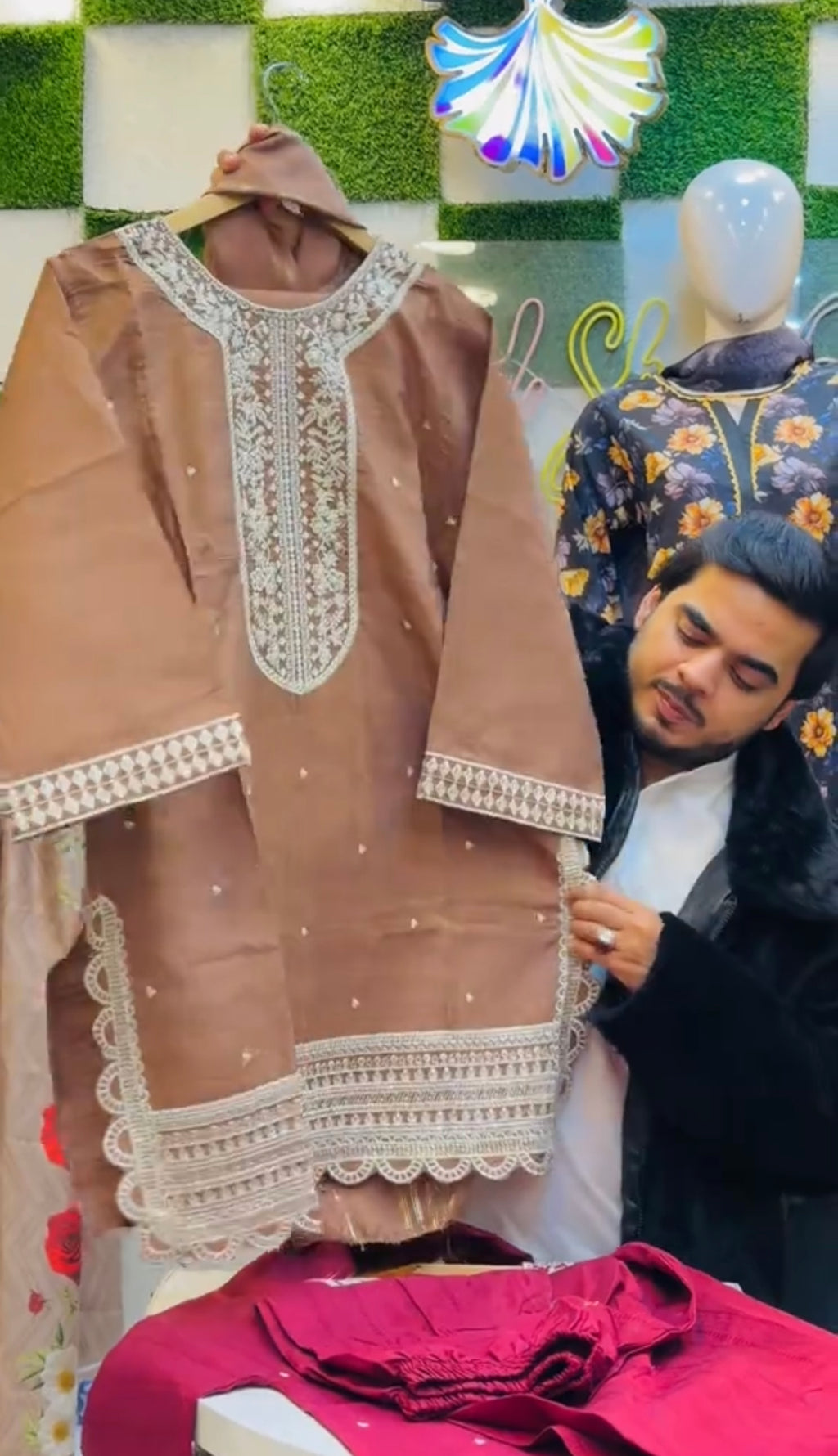 3PCS EMBROIDERED FESTIVE DRESS