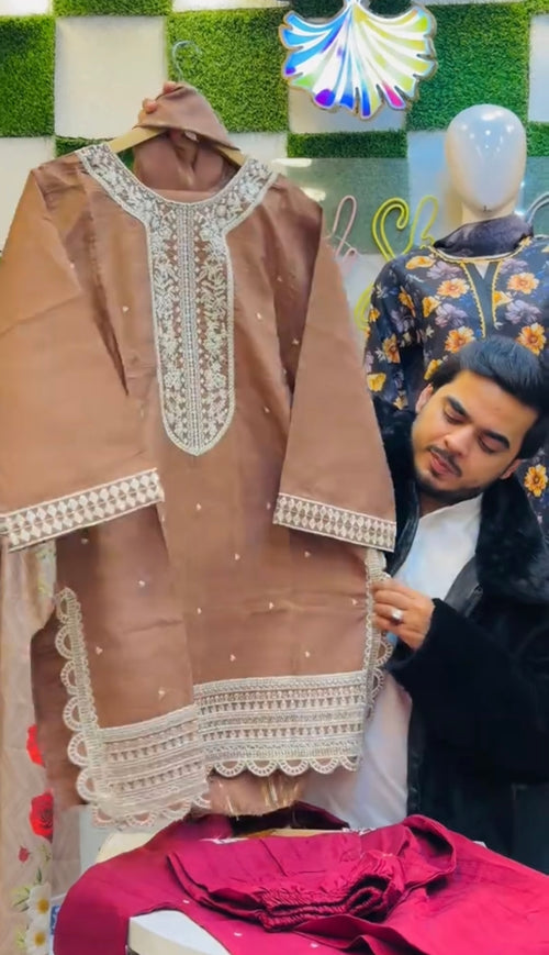 3PCS EMBROIDERED FESTIVE DRESS