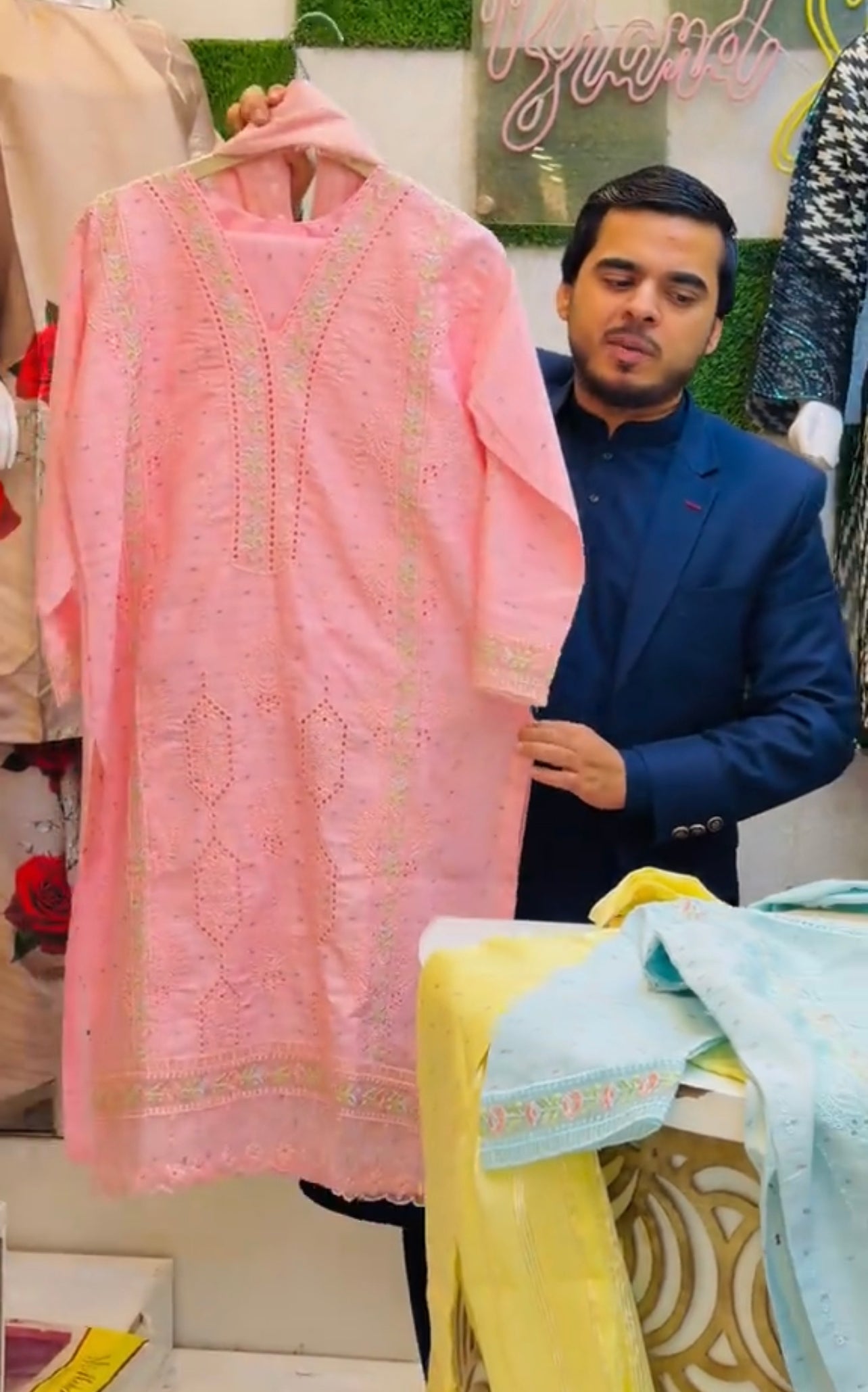 EMBROIDERED BORING STITCHED 3PCS DRESS