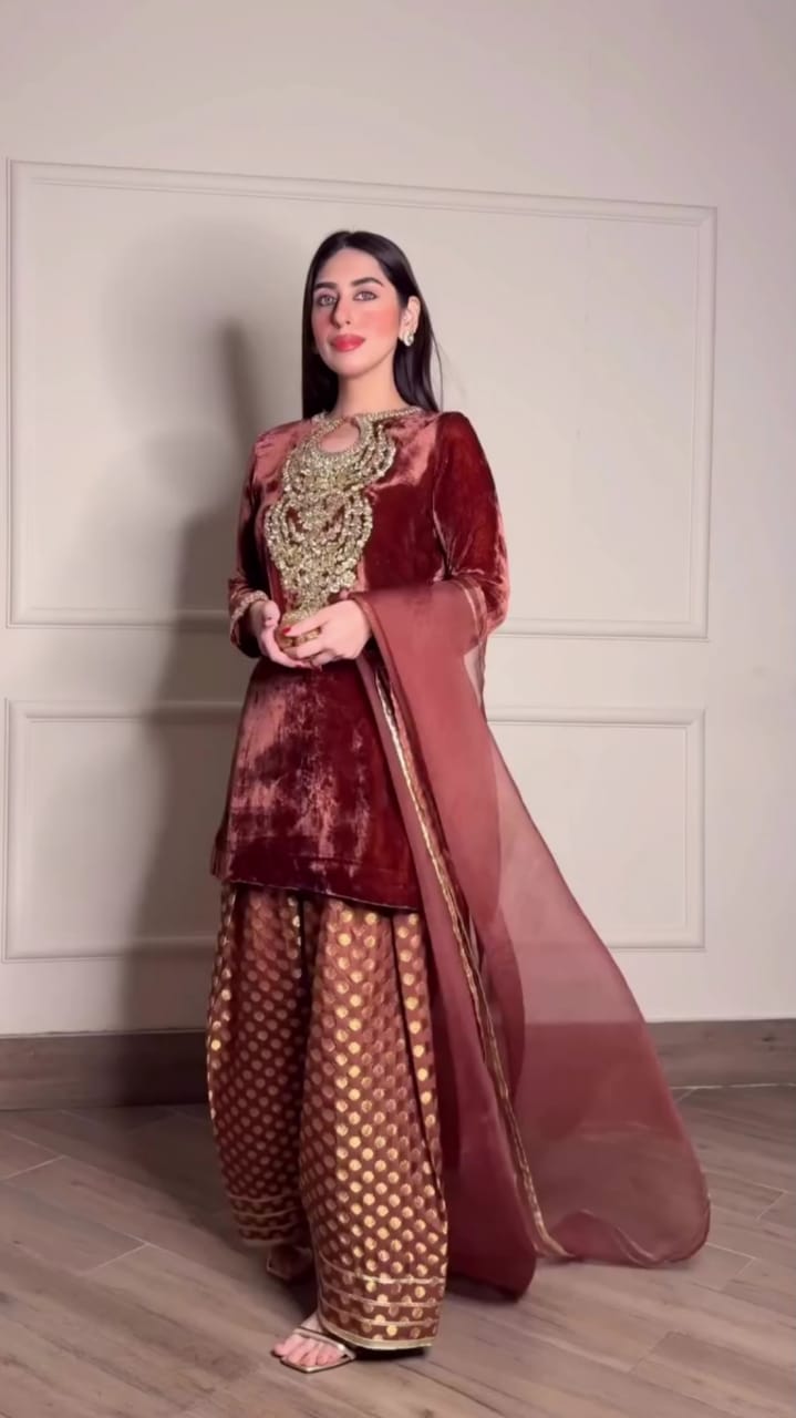 Luxury Velvet Embroidered 3-Piece Suit