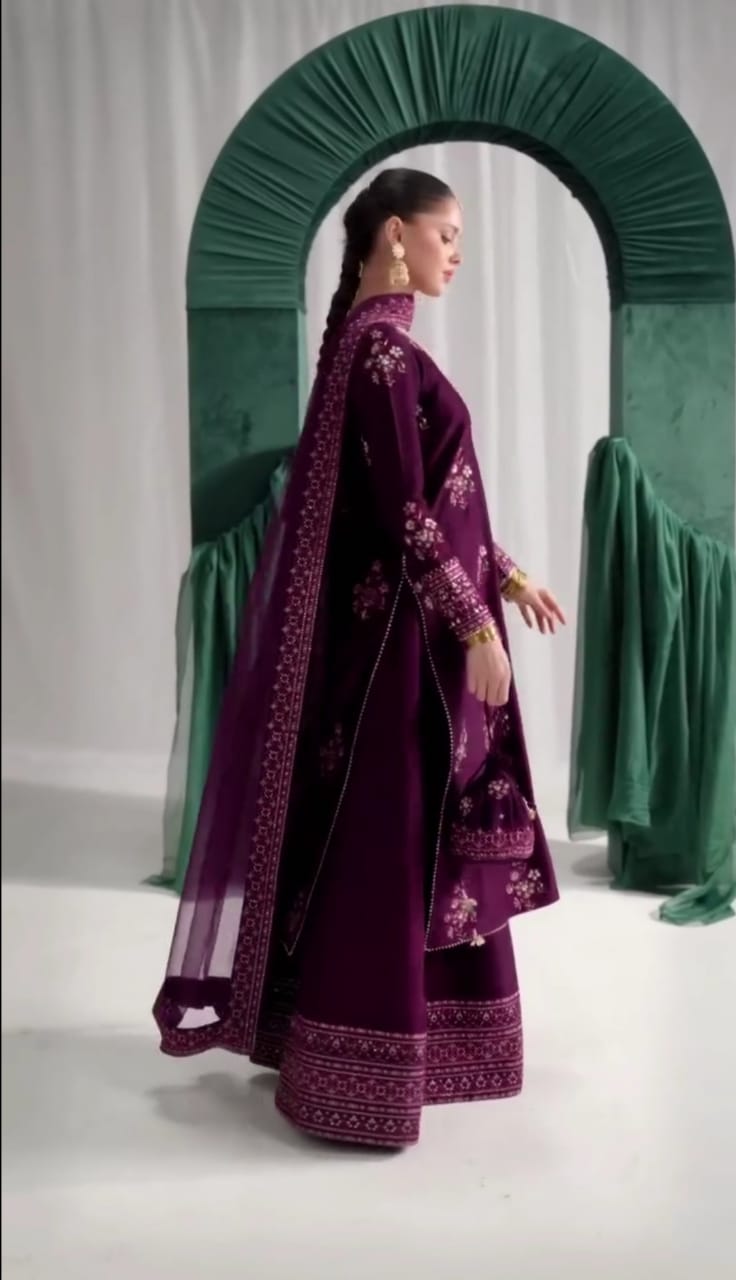 Luxury Festive 3-Pc Embroidered Ensemble