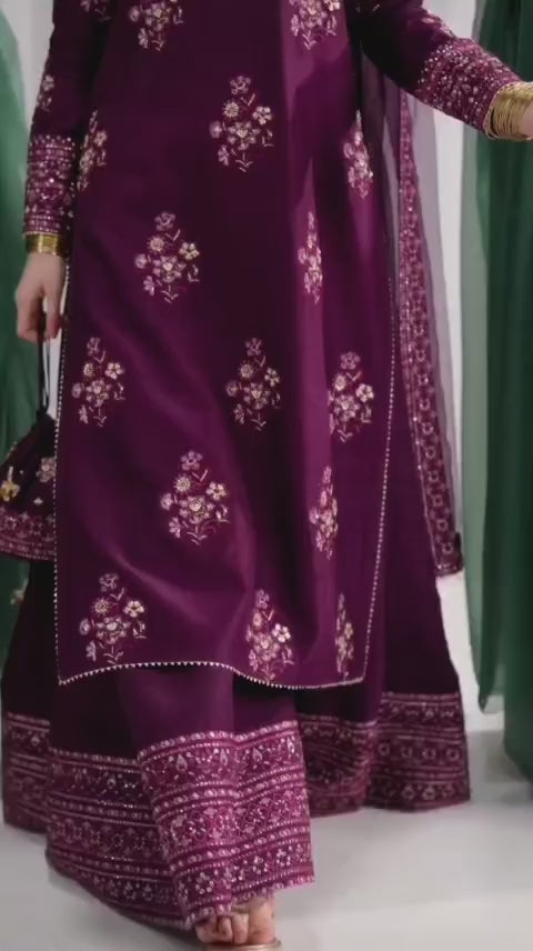 Luxury Festive 3-Pc Embroidered Ensemble